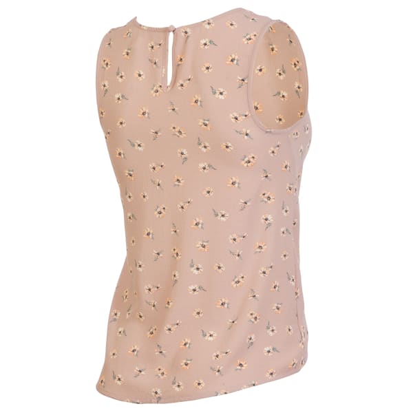 PINK ROSE Juniors' Button Front Sleeveless Top