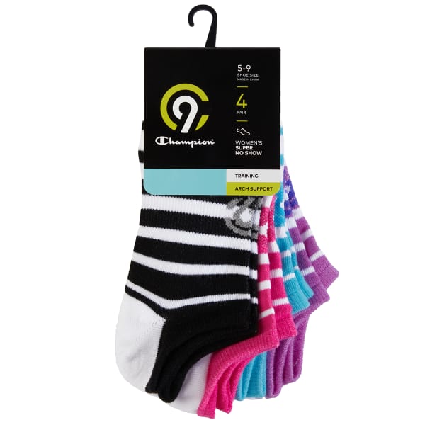 CHAMPION Women's Training No Show Socks, 4 Pack