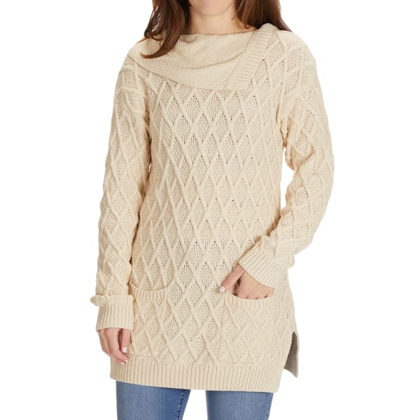 JEANNE PIERRE Women's Cable Split Neck Sweater