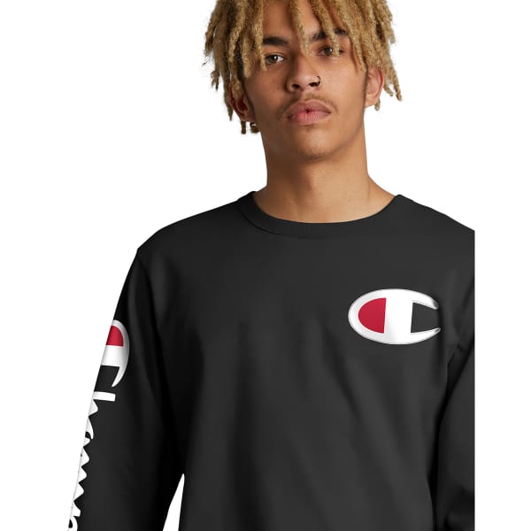 CHAMPION Men's Big C Logo Long-Sleeve Tee