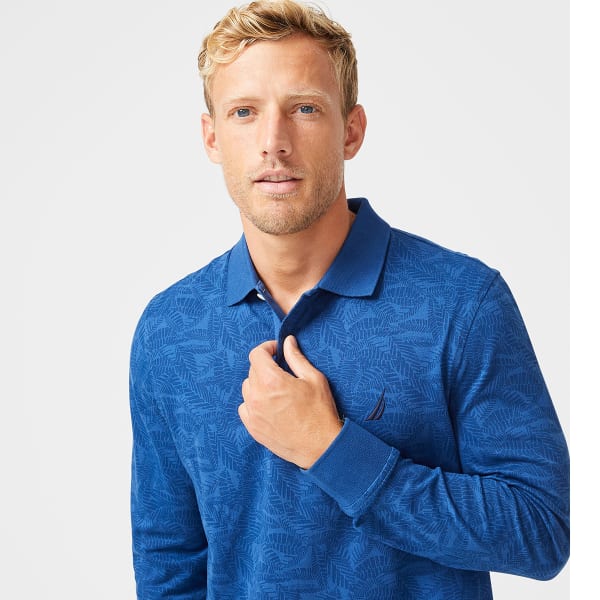 NAUTICA Men's Leaf Print Long Sleeve Polo