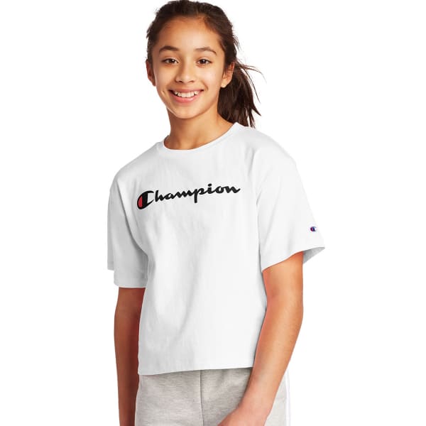 CHAMPION Girls' Boxy Cropped Short Sleeve Tee