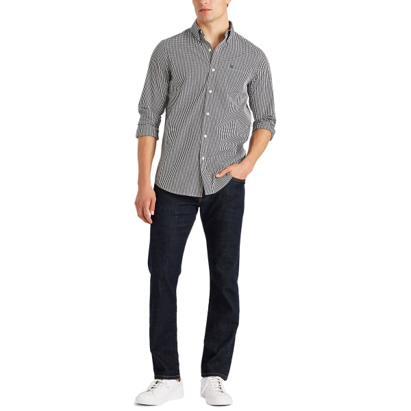 CHAPS Men's Stretch Woven Gingham Long Sleeve Shirt