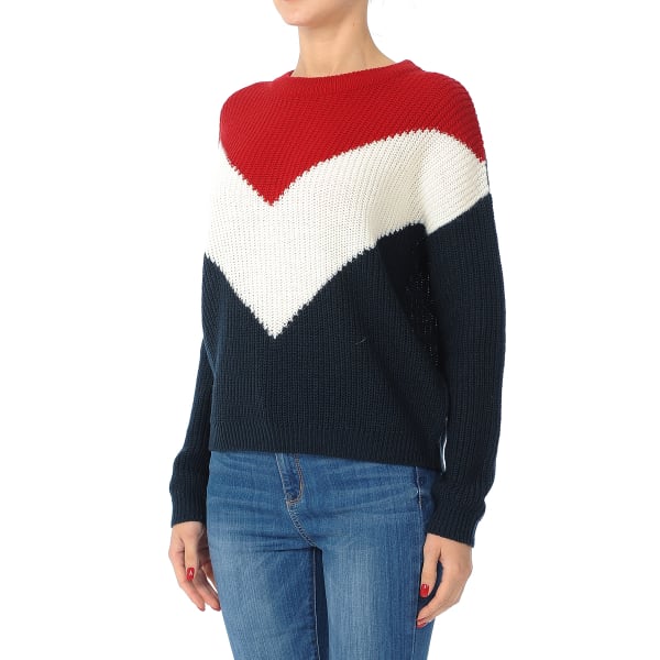 AMBIANCE Juniors' Chevron Colorblock Knit Sweater