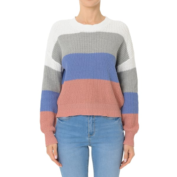 AMBIANCE Juniors' Colorblock Long Sleeve Sweater