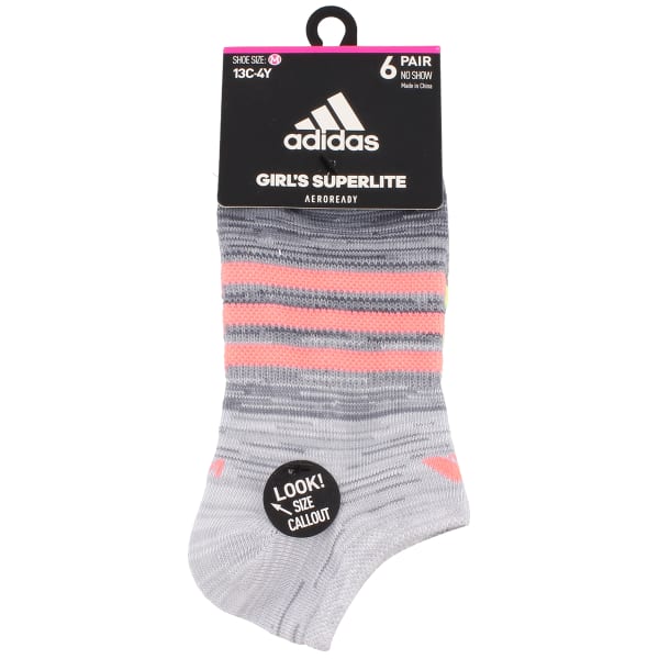 ADIDAS Girls' Superlite No-Show Socks, 6 Pairs