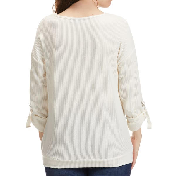 ABSOLUTELY FAMOUS Women's 3/4-Sleeve Banded Bottom Top