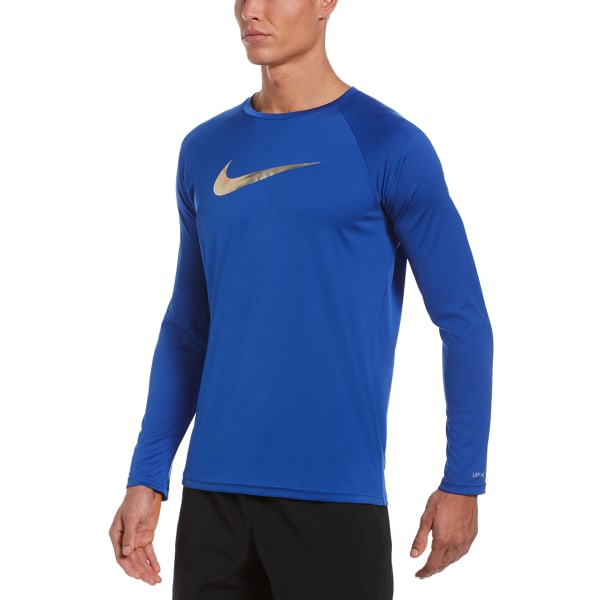 NIKE Men's Metallic Swoosh Long Sleeve Hydroguard Shirt