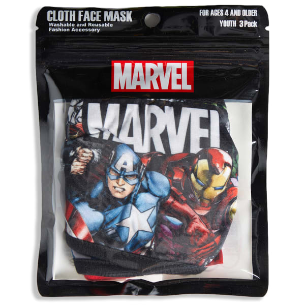 AVENGERS Boys' Face Coverings, 3 Pack