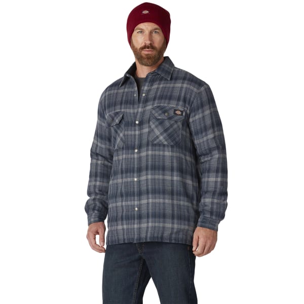 DICKIES Men's Sherpa Lined Flannel Shirt Jacket with Hydroshield