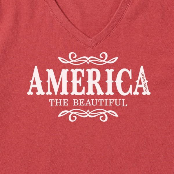 LIFE IS GOOD Women's America the Beautiful Crusher Vee Tee