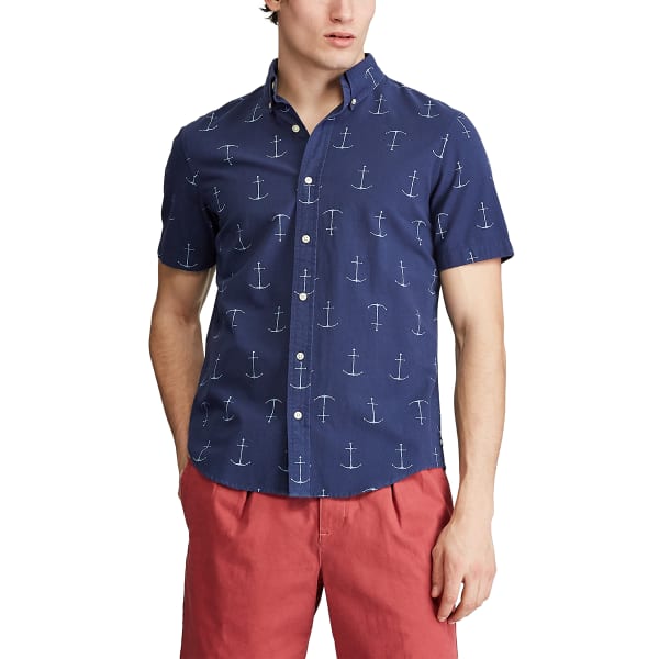 CHAPS Men's Anchor Button Down Short Sleeve Shirt