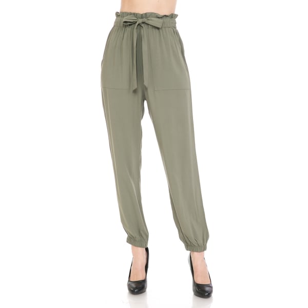 AMBIANCE Juniors' Paperbag Woven Pants