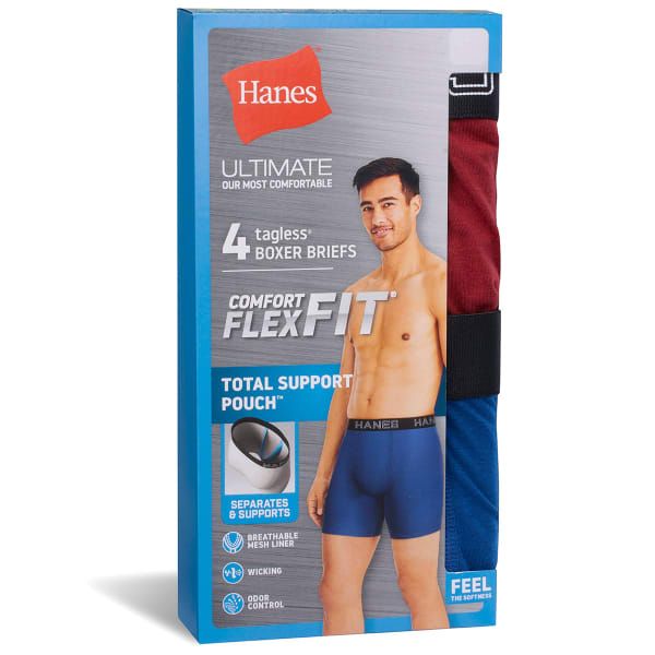 HANES Men's Ultimate Comfort Flex Fit Total Support Pouch Boxer Brief, 4 Pack