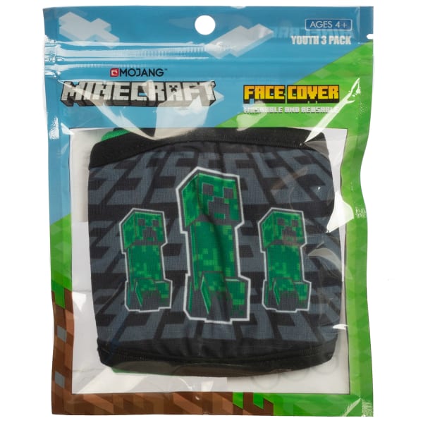 MINECRAFT Kids' Facemasks, 3 Pack