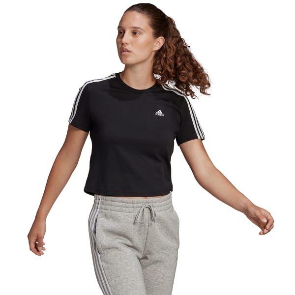 ADIDAS Women's Essentials Loose 3-Stripes Cropped Tee