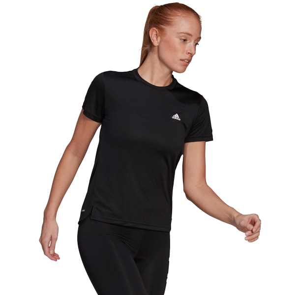 ADIDAS Women's Aeroready D2M 3-Stripe Short-Sleeve Tee