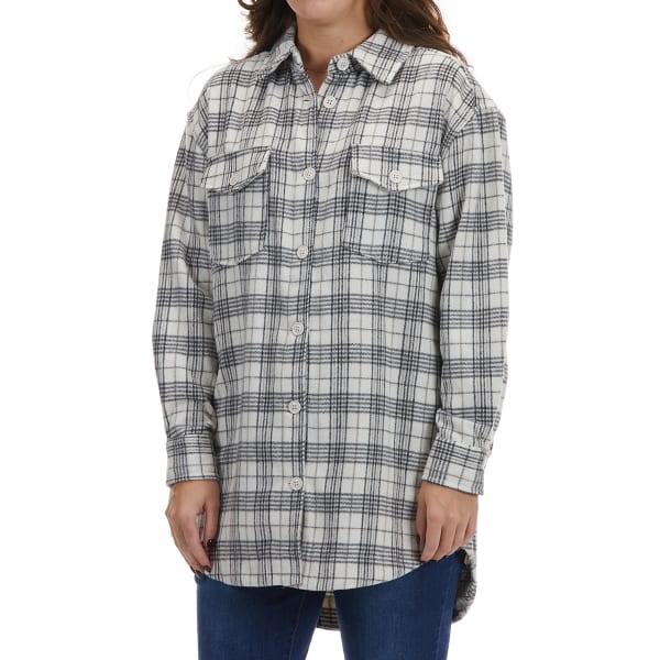 Y.M.I. Juniors' Oversized Plaid Shirt-Jacket