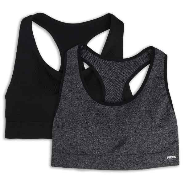 RBX Women's Seamless Rib Sports Bra, 2 Pack