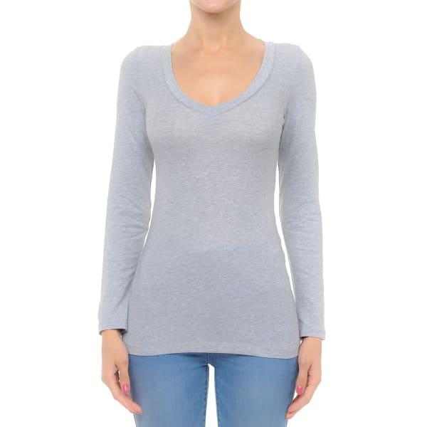 AMBIANCE Juniors' Long Sleeve V-Neck Top