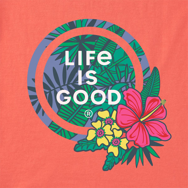 LIFE IS GOOD Women's Tropical Hibiscus Palm Coin Snuggle Up Relaxed Sleep Vee