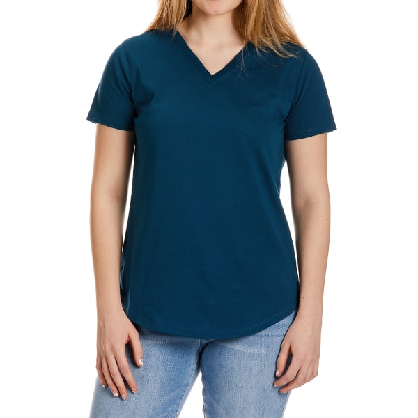 JORDANA ROSE Women's Curved Bottom Short-Sleeve V-Neck Tee