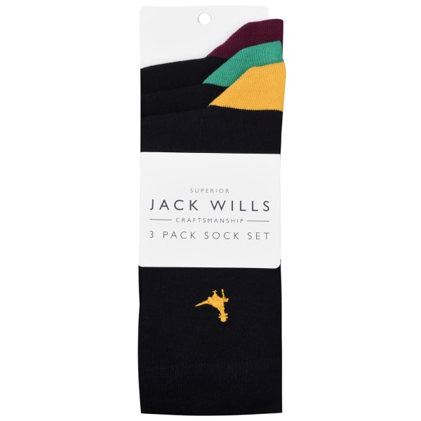 JACK WILLS Men's Bickleigh Heel & Toe Socks, 3 Pack