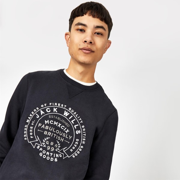 JACK WILLS Men's Rainton Graphic Crew Neck Sweatshirt