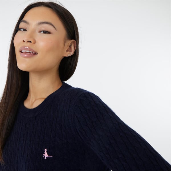 JACK WILLS Women's Tinsbury Merino Wool Cable Knitted Sweater