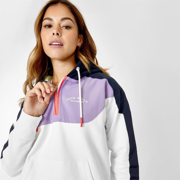 JACK WILLS Capton Colour Block Half Zip Hoodie