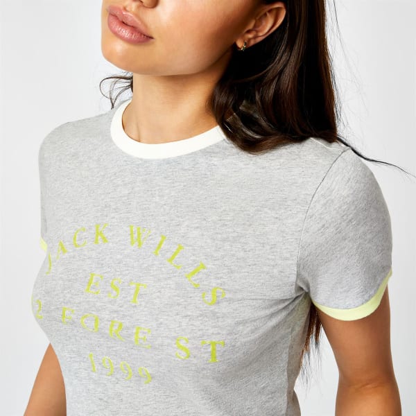 JACK WILLS Women's Blackmore Flocked Logo Short Sleeve Tee