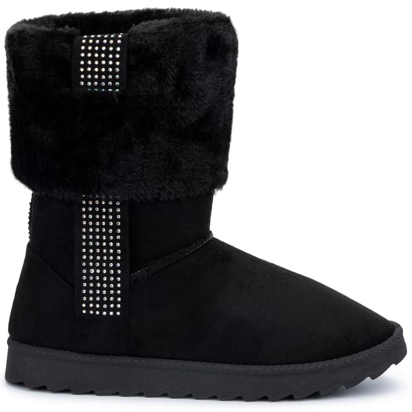 OLIVIA MILLER Women's Fur Cuff Slipper Boots