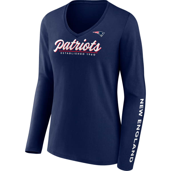 NEW ENGLAND PATRIOTS Women's Fanatics Drive Forward V-Neck Long-Sleeve Tee