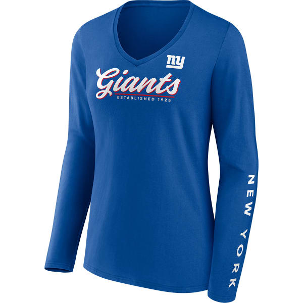 NEW YORK GIANTS Women's Fanatics Drive Forward V-Neck Long-Sleeve Tee