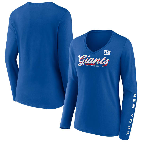 NEW YORK GIANTS Women's Fanatics Drive Forward V-Neck Long-Sleeve Tee