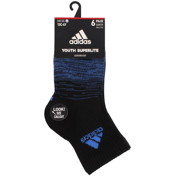 ADIDAS Kids' Superlite Badge of Sport Quarter Socks, 6-Pack