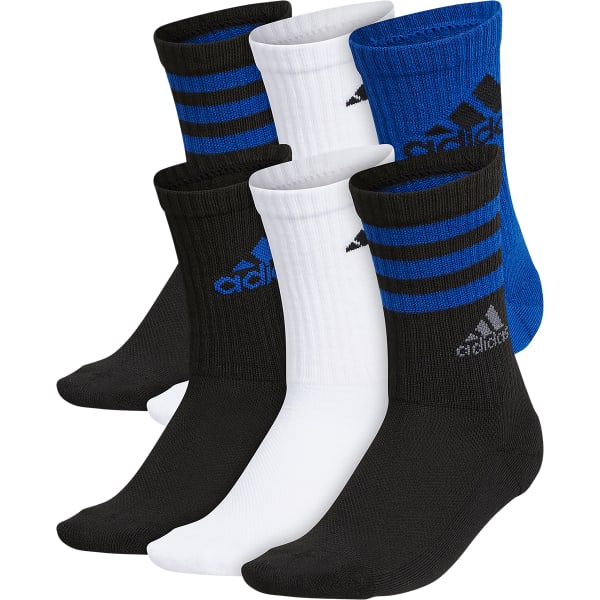 ADIDAS Boys' Cushioned Crew Socks, Assorted 6-Pack