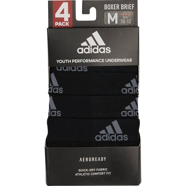 ADIDAS Boys' Performance Boxer Briefs, 4-Pack