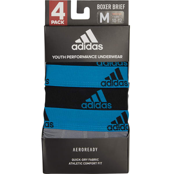 ADIDAS Boys' Performance Boxer Briefs, 4-Pack