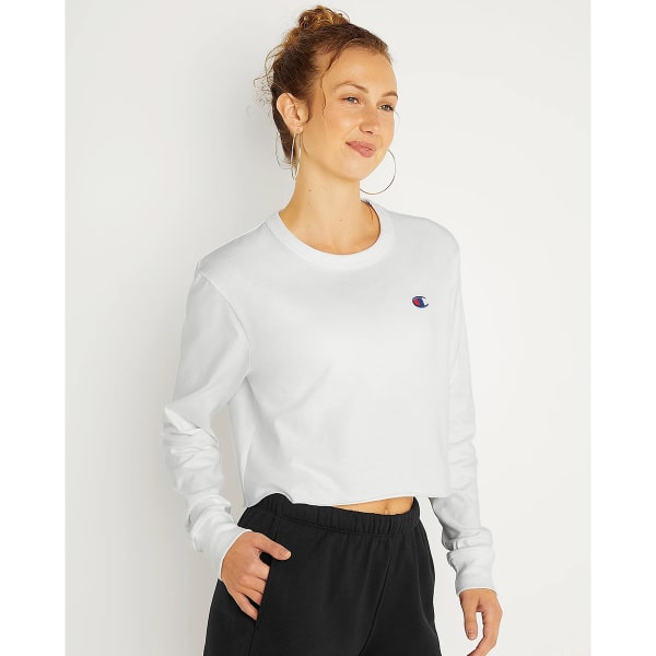 CHAMPION Juniors' Boyfriend Cropped Long-Sleeve Tee