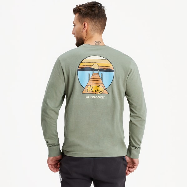 LIFE IS GOOD Men's Dock Dog Sunset Long-Sleeve Crusher Tee