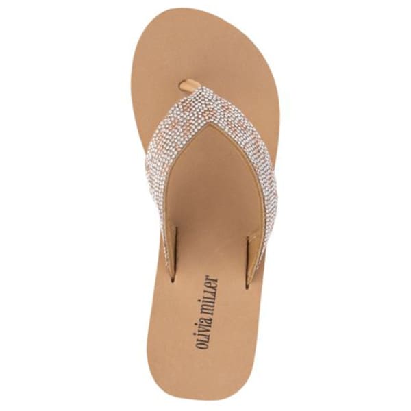 OLIVIA MILLER Women's Platform Rhinestone Flip Flops