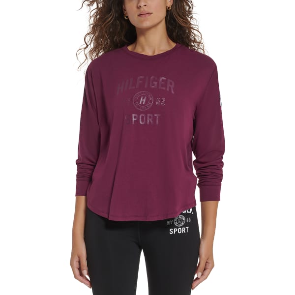 TOMMY HILFIGER Women's Long-Sleeve Relaxed Fit Ghost Logo Tee