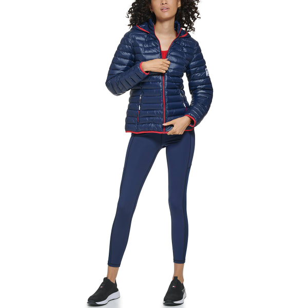 TOMMY HILFIGER Women's Lightweight Hooded Packable Puffer Jacket