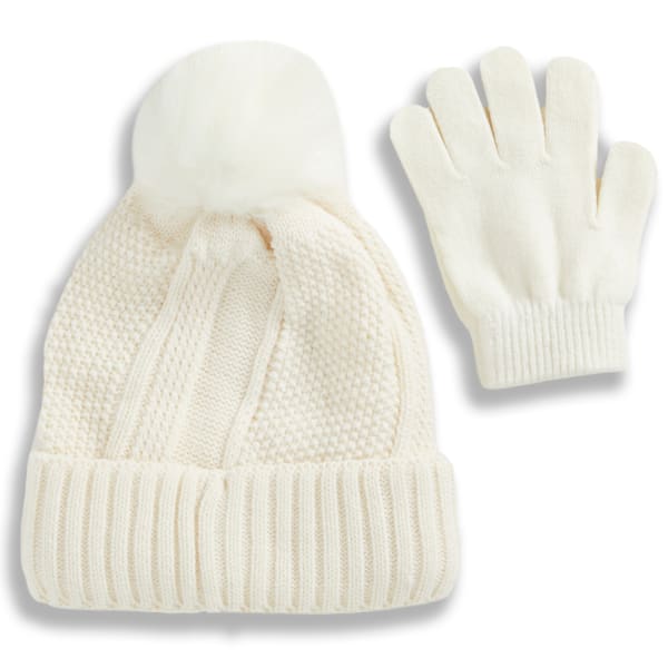 NOLAN GLOVES Kids' Diagonal Knit Beanie and Glove Set