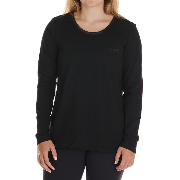 RENE ROFE Women's Long-Sleeve Pocket Tee w/ Satin Neckline