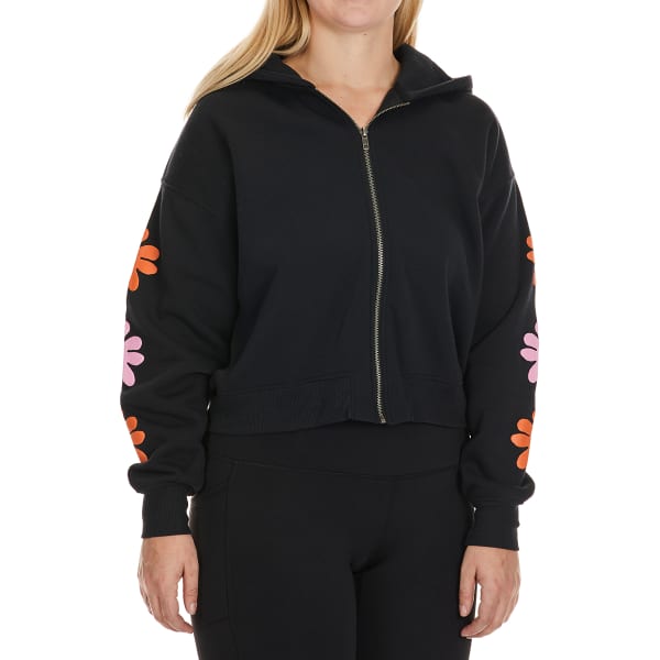 NO COMMENT Juniors' Totally Cool Cropped Full-Zip Hoodie