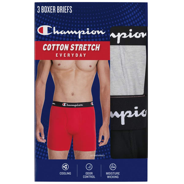 CHAMPION Men's Lightweight Stretch Boxer Briefs, 3 Pack