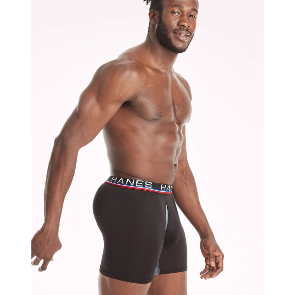 Hanes Sport Men's Air Mesh Boxer Brief Underwear, X-Temp, Black