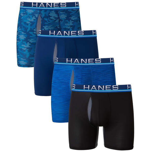 HANES SPORT Men's Total Support Pouch X-Temp Boxer Briefs, 4-Pack Extended Size